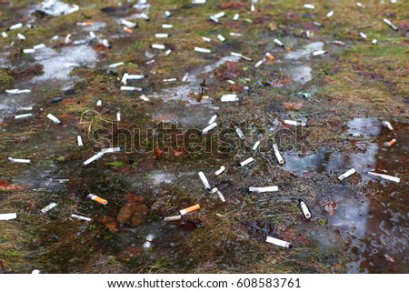 environmental pollution. Cigarettes. garbage