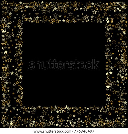 Download Christmas Gold Stars Confetti Frame Border Stock Vector ...