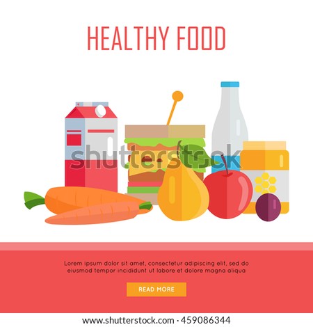 Healthy Food Concept Web Banner Vector Stock Vector 459086344 ...