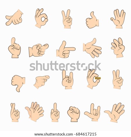 Cartoon Human Hands Illustrations Large Vector Stock Vector 89674708