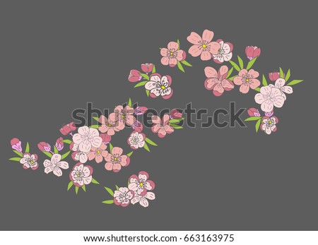 Peach blossom plant and Sakura flower vector