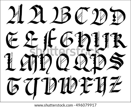 Gothic Font Capitals 2 Stock Vector 496079917 - Shutterstock