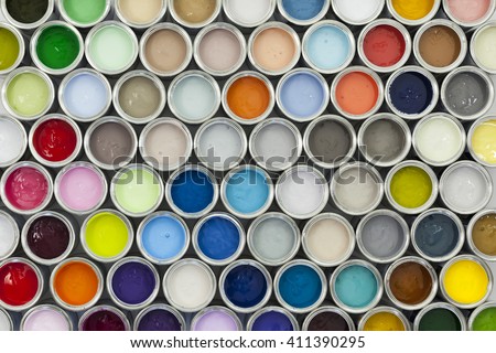 Colorful sample paint pots