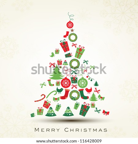 Beautiful Xmas tree for Merry Christmas celebration. EPS 10.