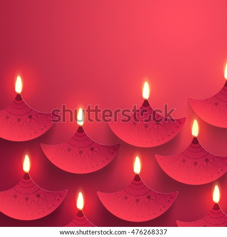 Indian Festival Background With Creative Illuminated Paper Oil Lamps Diya Decoration Elegant Greeting