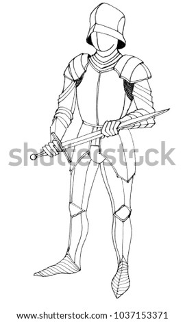 Sketch Knight Armor Sword His Hands Stock Illustration 1037153371 ...