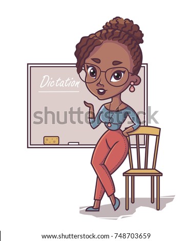 Cartoon Blackboard Teacher Woman Stock Images, Royalty-Free Images