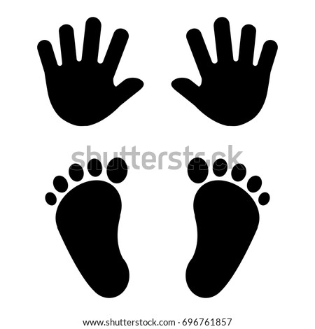 Download Babys Foot Prints Hand Prints Black Stock Vector 696761857 ...