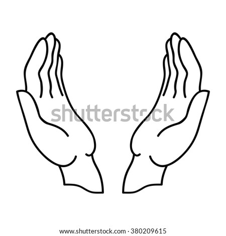 Open Hands Linear Icon Black Outline Stock Illustration 426405484 ...