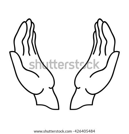 Open Hands Linear Icon Black Outline Stock Illustration 426405484 ...