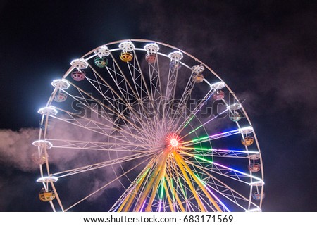 Amusement Park Night Ferris Wheel Rollercoaster Stock Photo 98093750 ...