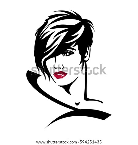 Vintage Clip Art Woman Portrait Vector Stock Vector 94462429 - Shutterstock