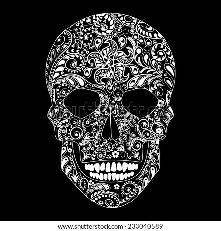 Spooky Flower Skull Backdrop Raster Version Stock Illustration 96959639 ...