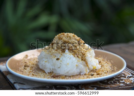 dried fish sugar and sticky rice