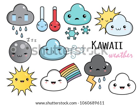 Download Kawaii Weather Forecast Icons Cute Vector Stock Vector ...
