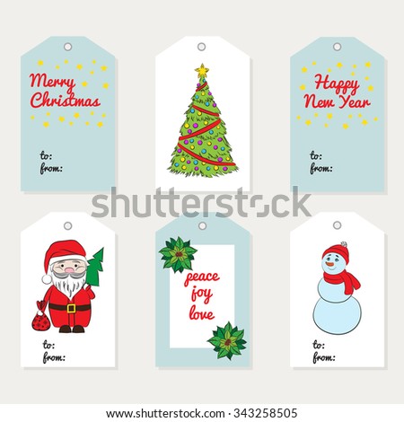 Christmas New Year Gift Tags Vector Stock Vector 539917282 - Shutterstock