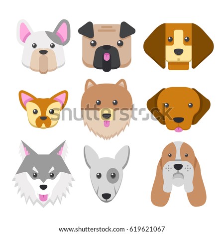 Download Cute Dog Set Vector Illustration Stock Vector 619621067 ...