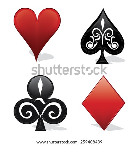 Set Card Symbols Three Different Treatments Stock Vector 76892689 ...