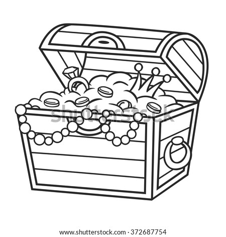 Coloring Book Treasure Chest Full Gold Stock Vector 372687754 ...