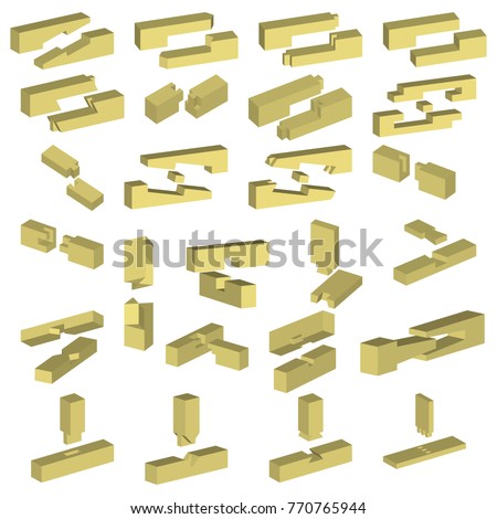 Timber Joints Various Types Wood Connections Stock Vector ...