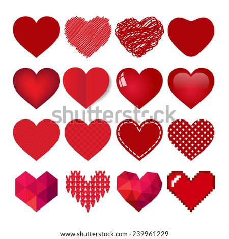red vector heart collection