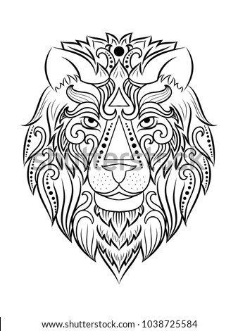 Download Lion Head Zentangle Mandala Style Isolated Stock Vector ...