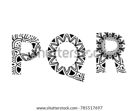 Mandala Pattern Font | set letters mandala pattern font set stock vector Mandala Pattern Font | set letters mandala pattern font set stock vector
