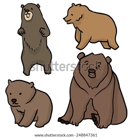 Bear Wild Character Cartoon Set Vector Stock Vector 551021395 ...