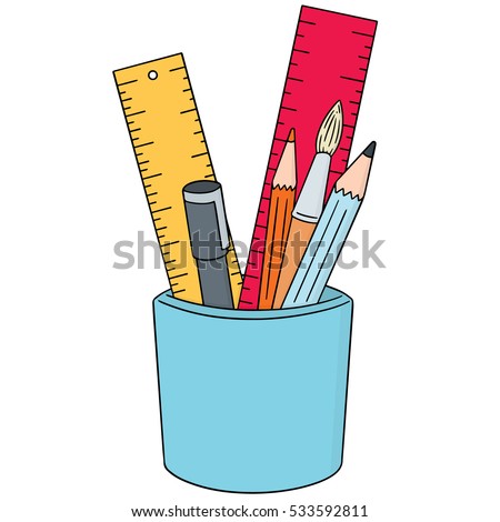 Vector Set Pen Pencil Paintbrush Ruler Stock Vector 533592811 ...