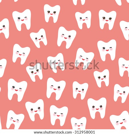 Set Cute Teeth On Pink Background Stock Vector 309218144 - Shutterstock