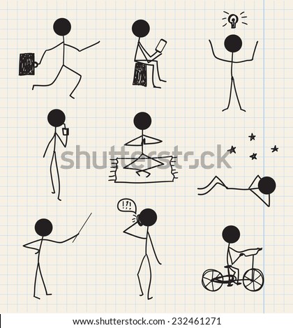 Stick Figure Kids Playing Stock Vector 174826196 - Shutterstock