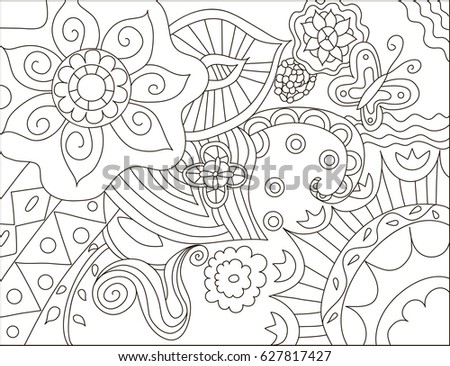Painting Adult Anti Stress Coloring Page Stock Vector (Royalty Free ... Painting Adult Anti Stress Coloring Page Stock Vector (Royalty Free ...