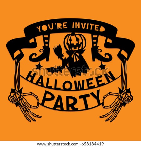 a vector illustration of a paper cut silhouette halloween party invitation banner the halloween banner - Haloween Party a vector illustration of a paper cut silhouette halloween party invitation banner the halloween banner - Haloween Party