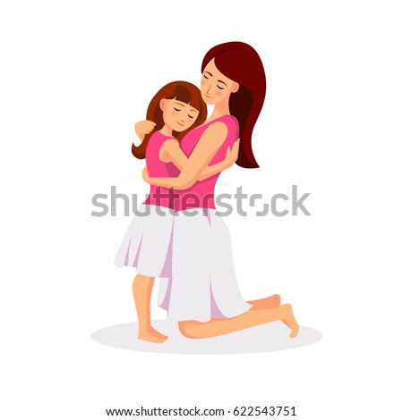 Mother with child girl vector illustration