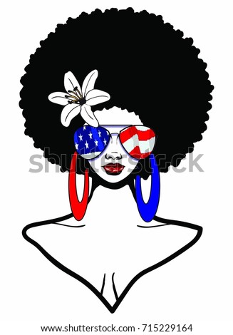 Beautiful Black Woman Afro Hairstyle Wearing Stock 