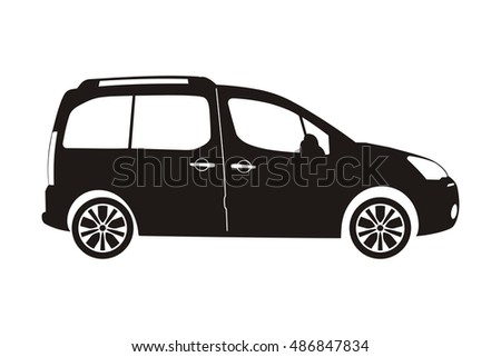 Icon Car Hatchback Black On White Stock Vector 486847834 - Shutterstock