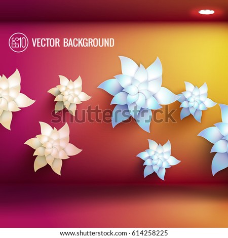 Realistic beautiful floral template with colorful elegant blooming lotus flowers on light background vector illustration