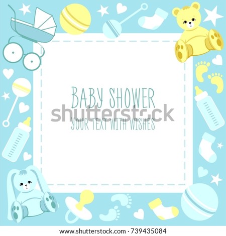 Greeting Baby Shower Card Frame Text Stock Vector 739435084 - Shutterstock