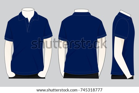 Download Front Back Side Navy Blue Polo Stock Vector 745318777 ...