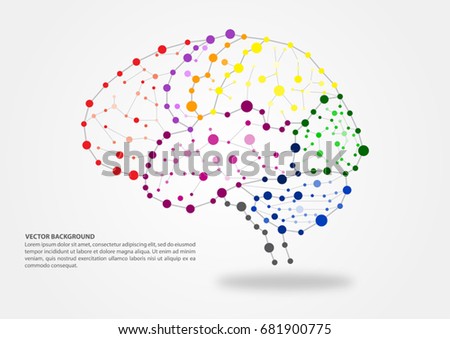 stock vector colorful brain mapping concept with dots circles and lines 681900775