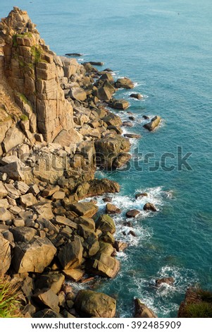 Landscape of sea from Dai Lanh cape, Phu Yen, Viet Nam, amzing scene with rock, stone, beautiful place for Vietnam travel
