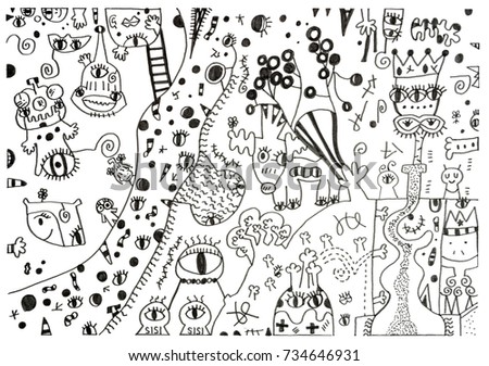 Black White Drawing Creative Conceptual Art Stock Illustration ...