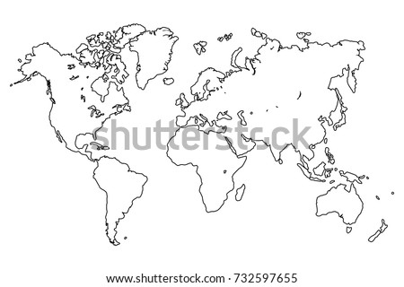 Simple Outline World Map On Transparent Stock Vector 646077715 ...