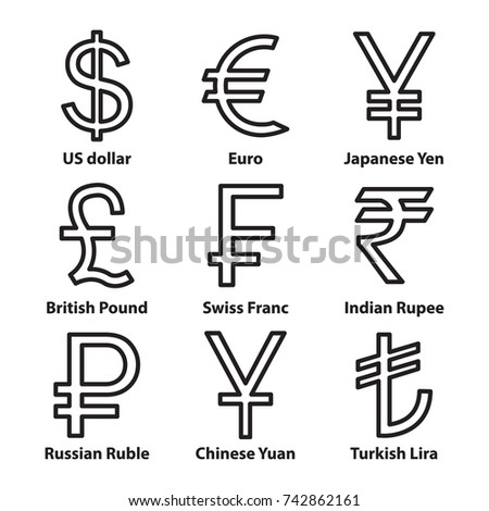 Currencies Symbol Icons Set Dollar Euro Stock Vector 742862161 ...