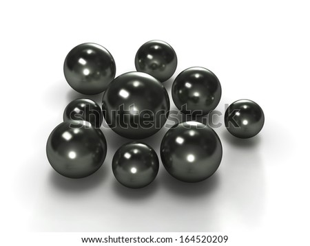 Group of black pearls with clipping path