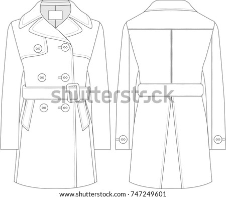 Double Breasted Coat Technical Drawing Stock Vector 747249601 ...