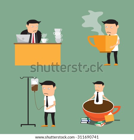 Download Coffee Addiction Elements Businessman Need More Stock Vector 311690741 - Shutterstock