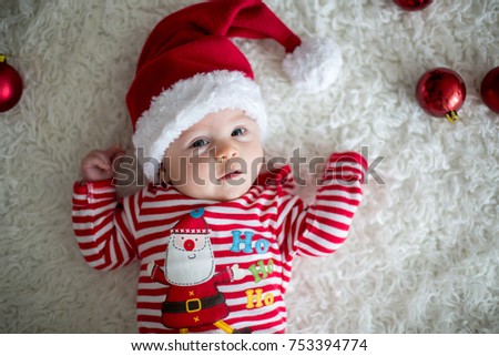 Christmas Portrait Cute Little Newborn Baby Stock Photo Download