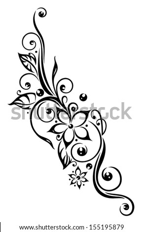 black flowers illustration tribal tattoo style stock vector black flowers illustration tribal tattoo style stock vector