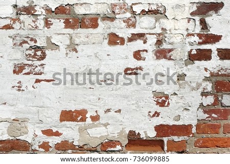 The Old Plastered Red White Brick Wall Brickwall Texture Grunge Background Damaged Plaster Stone The Old Plastered Red White Brick Wall Brickwall Texture Grunge Background Damaged Plaster Stone